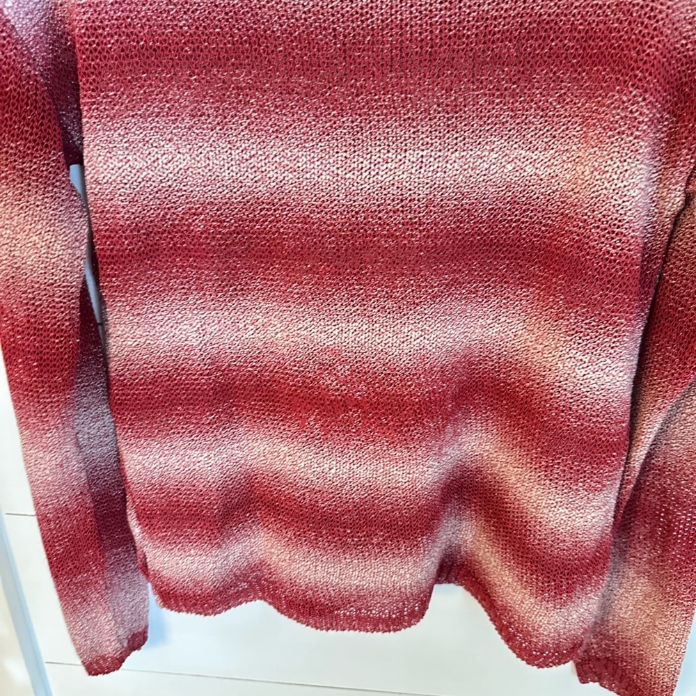 ALICE & OLIVIA M Ethan ombre red stripe cable knit long sleeve preppy tunic boho - Picture 5 of 12